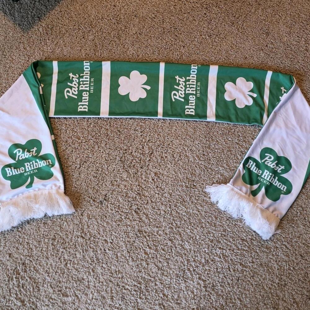 Pabst Blue Ribbon Scarf-St. Patrick's Day-Green-Shamrock-Breweriana